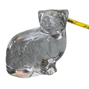 Villeroy & Boch Clear Crystal Cat Figurine Elegant Paperweight Glass Sculpture